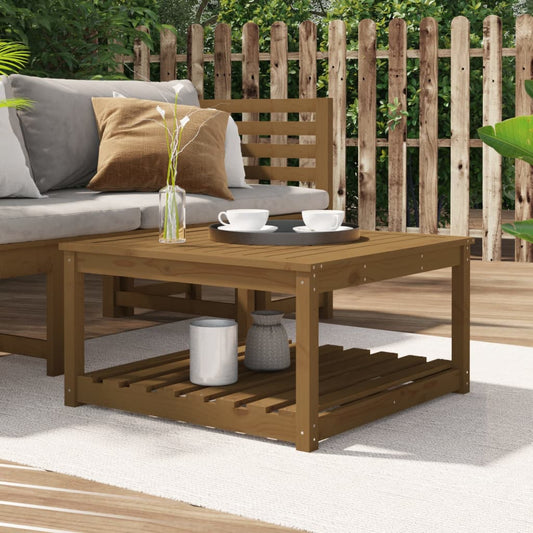 Solid Pine Wood Garden Table - Honey Brown, 82.5x82.5x45 cm