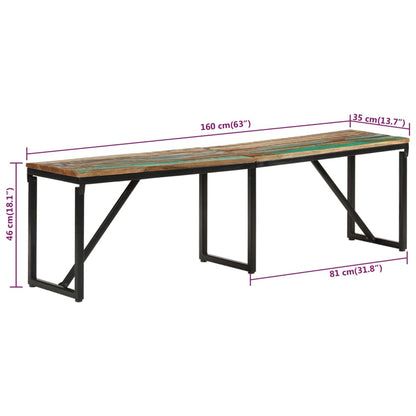 Reclaimed Solid Wood Bench 160x35x46 cm - Eco-Friendly Design