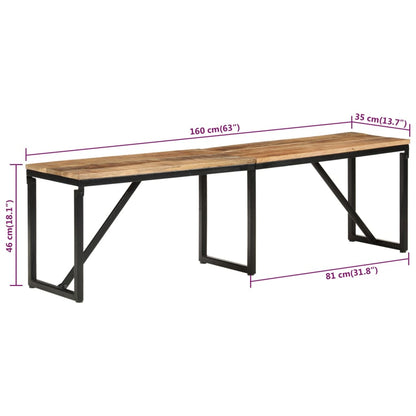 Solid Mango Wood Bench 160x35x46 cm - Natural Finish