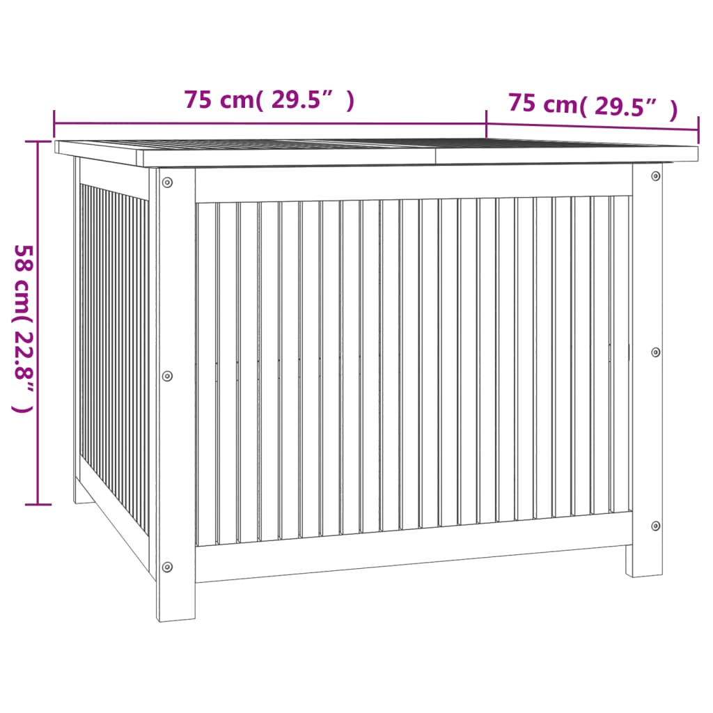 Solid Acacia Wood Garden Storage Box 75x75x58 cm