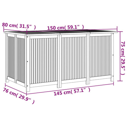 Solid Acacia Wood Garden Storage Box 150x80x75 cm