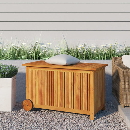Mobile Garden Storage Box 90x50x58 cm Solid Acacia Wood