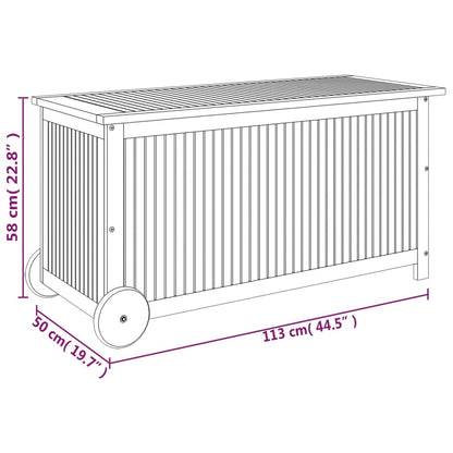 Mobile Solid Acacia Wood Garden Storage Box 113x50x58 cm