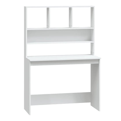 White Engineered Wood Desk with Shelves - 102x45x148 cm