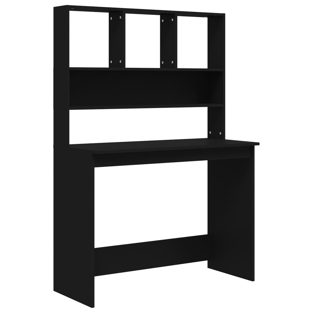 Black Engineered Wood Desk with Shelves - 102x45x148 cm