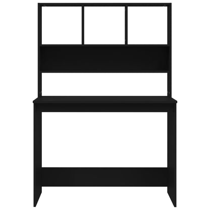 Black Engineered Wood Desk with Shelves - 102x45x148 cm