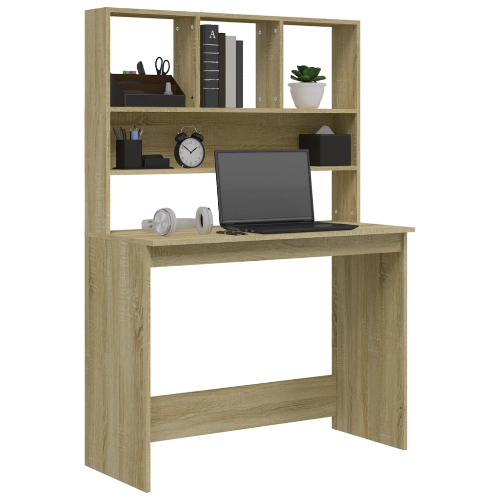 Sonoma Oak Desk with Shelves 102x45x148 cm - Engineered Wood