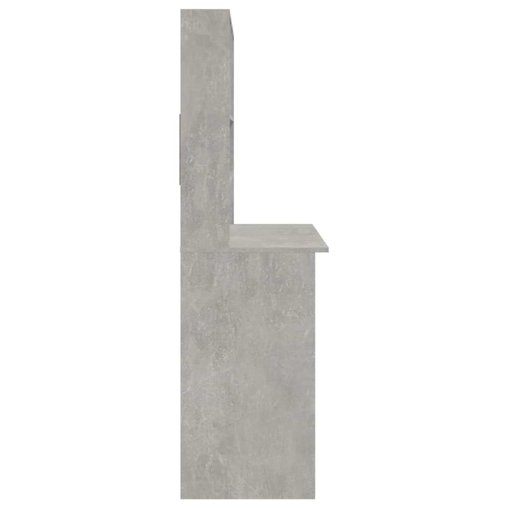 Concrete Grey Desk with Shelves - 102x45x148 cm, Engineered Wood