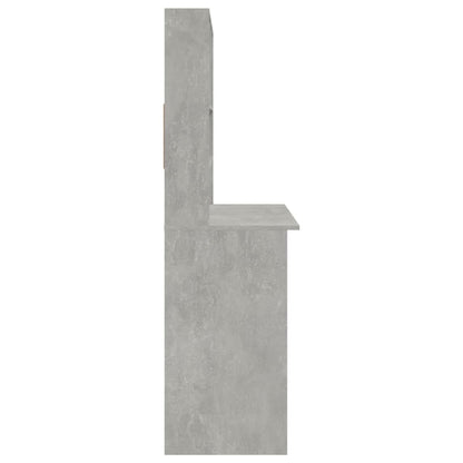 Concrete Grey Desk with Shelves - 102x45x148 cm, Engineered Wood