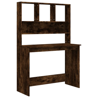 Smoked Oak Desk with Shelves - 102x45x148 cm, Engineered Wood
