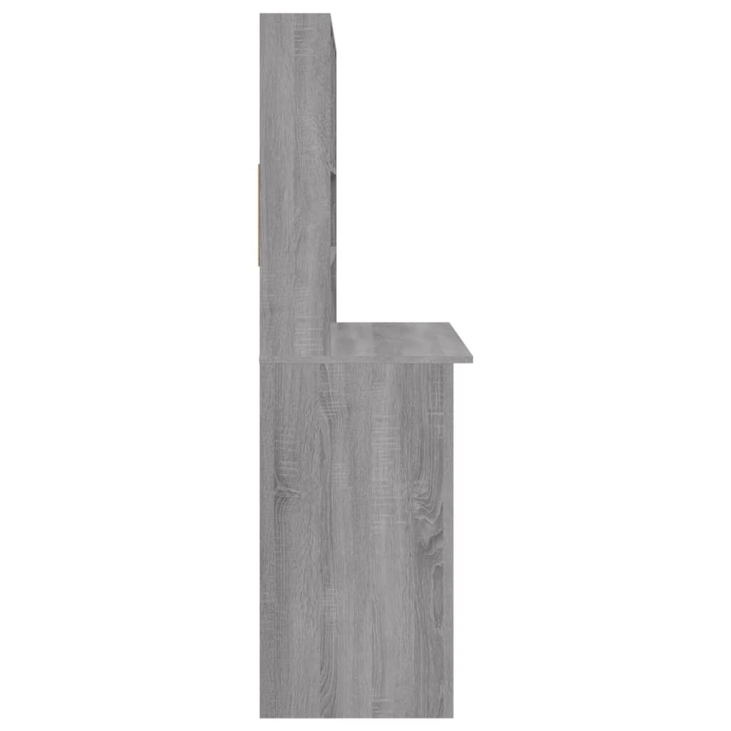 Grey Sonoma Engineered Wood Desk with Shelves, 102x45x148 cm