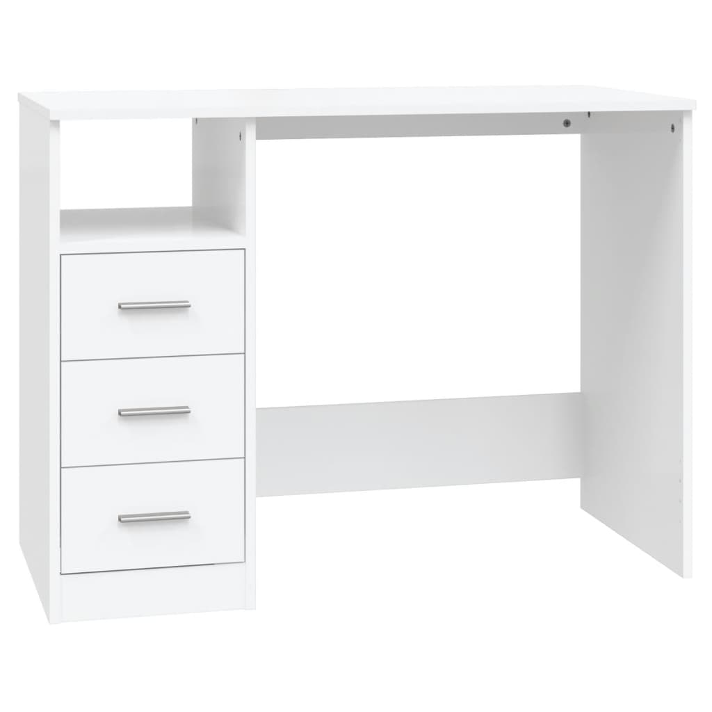 White Engineered Wood Desk with Drawers - 102x50x76 cm