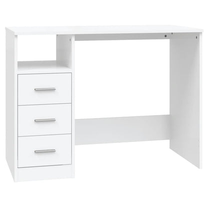 White Engineered Wood Desk with Drawers - 102x50x76 cm