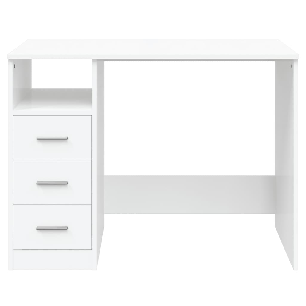 White Engineered Wood Desk with Drawers - 102x50x76 cm