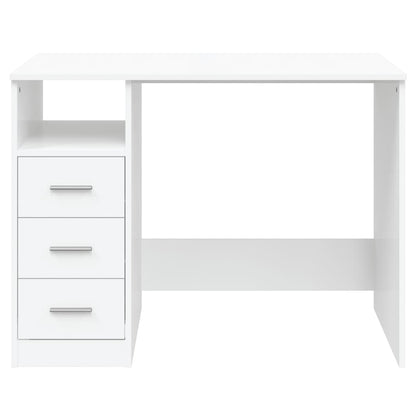 White Engineered Wood Desk with Drawers - 102x50x76 cm