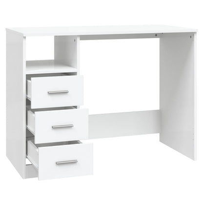 White Engineered Wood Desk with Drawers - 102x50x76 cm