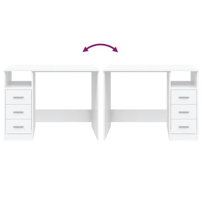 White Engineered Wood Desk with Drawers - 102x50x76 cm