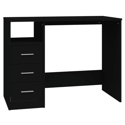 Black Engineered Wood Desk with Drawers - 102x50x76 cm