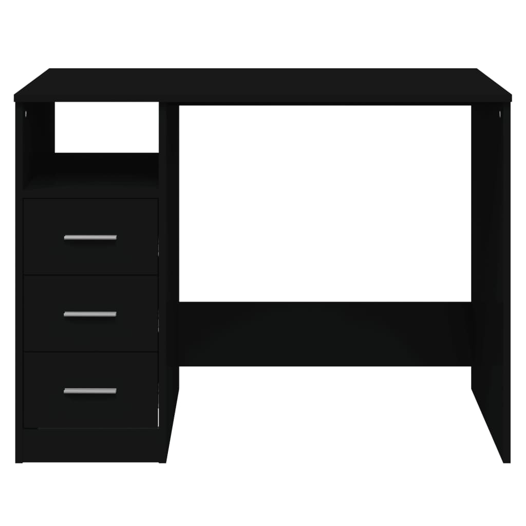 Black Engineered Wood Desk with Drawers - 102x50x76 cm