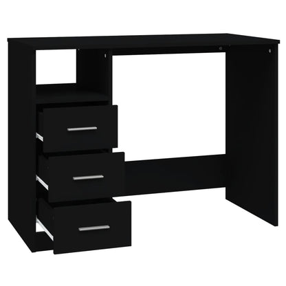 Black Engineered Wood Desk with Drawers - 102x50x76 cm