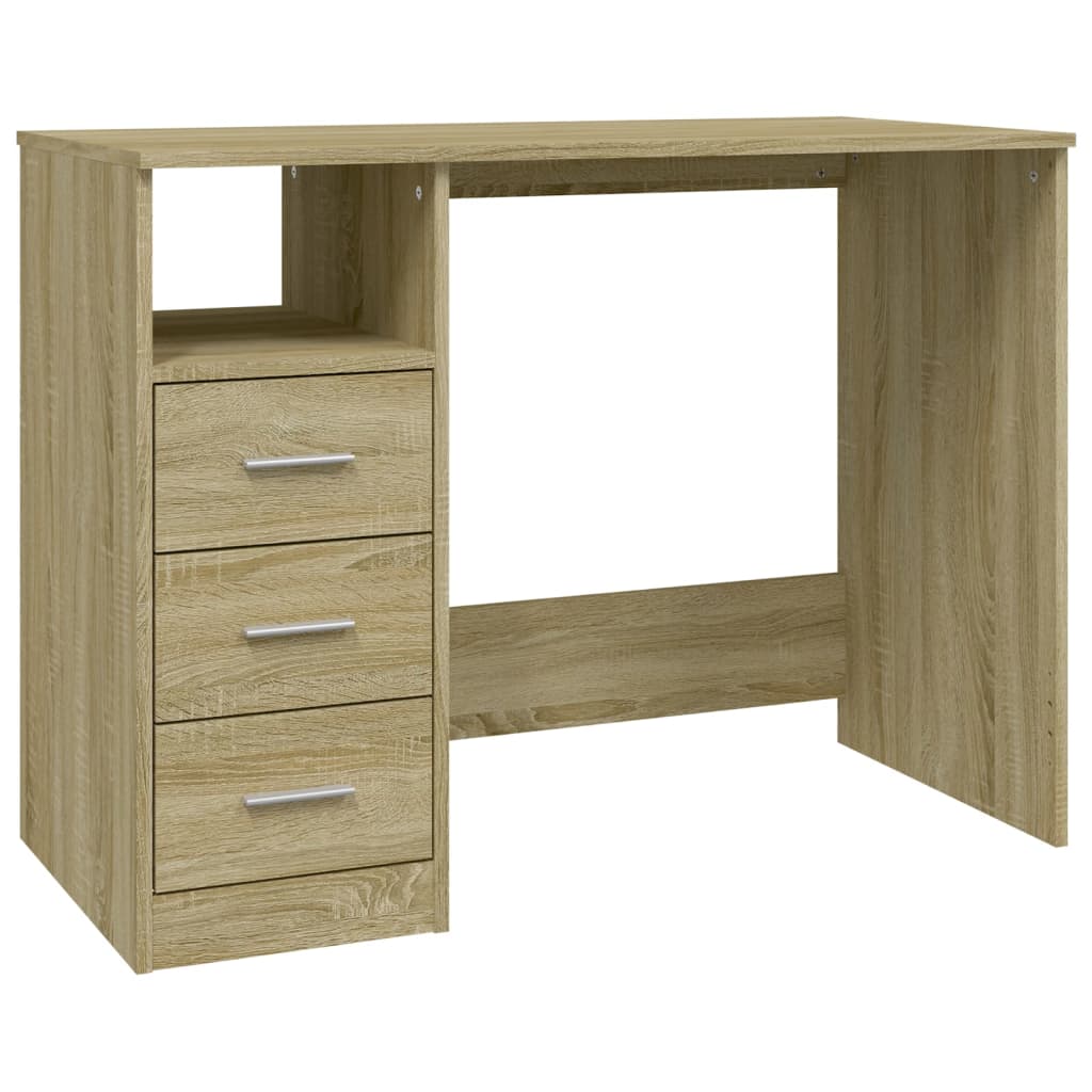Sonoma Oak Desk with Drawers 102x50x76 cm - Engineered Wood
