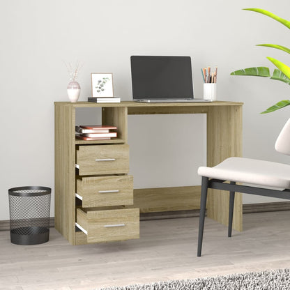 Sonoma Oak Desk with Drawers 102x50x76 cm - Engineered Wood