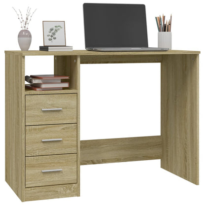 Sonoma Oak Desk with Drawers 102x50x76 cm - Engineered Wood