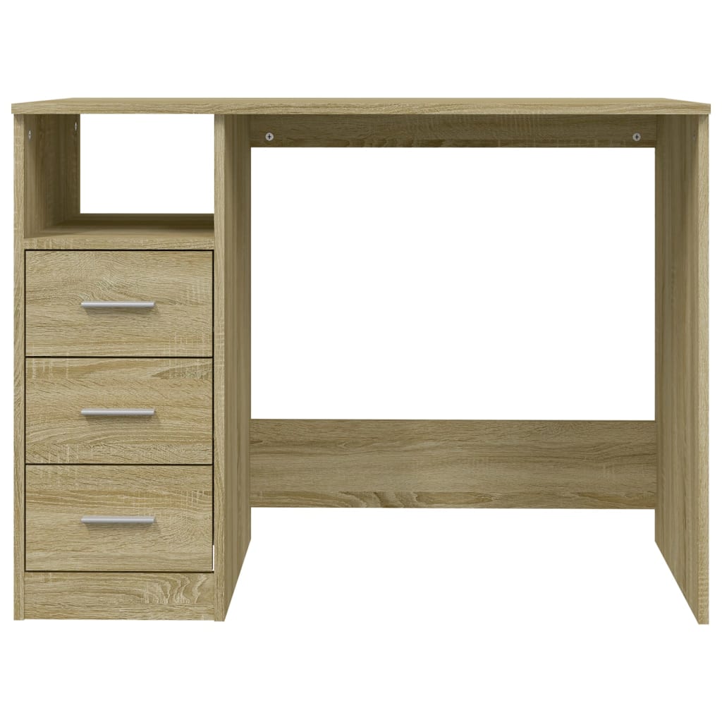 Sonoma Oak Desk with Drawers 102x50x76 cm - Engineered Wood