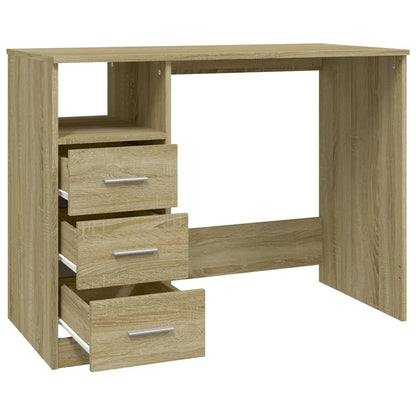 Sonoma Oak Desk with Drawers 102x50x76 cm - Engineered Wood