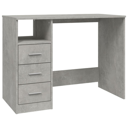 Concrete Grey Desk with Drawers, 102x50x76cm, Engineered Wood