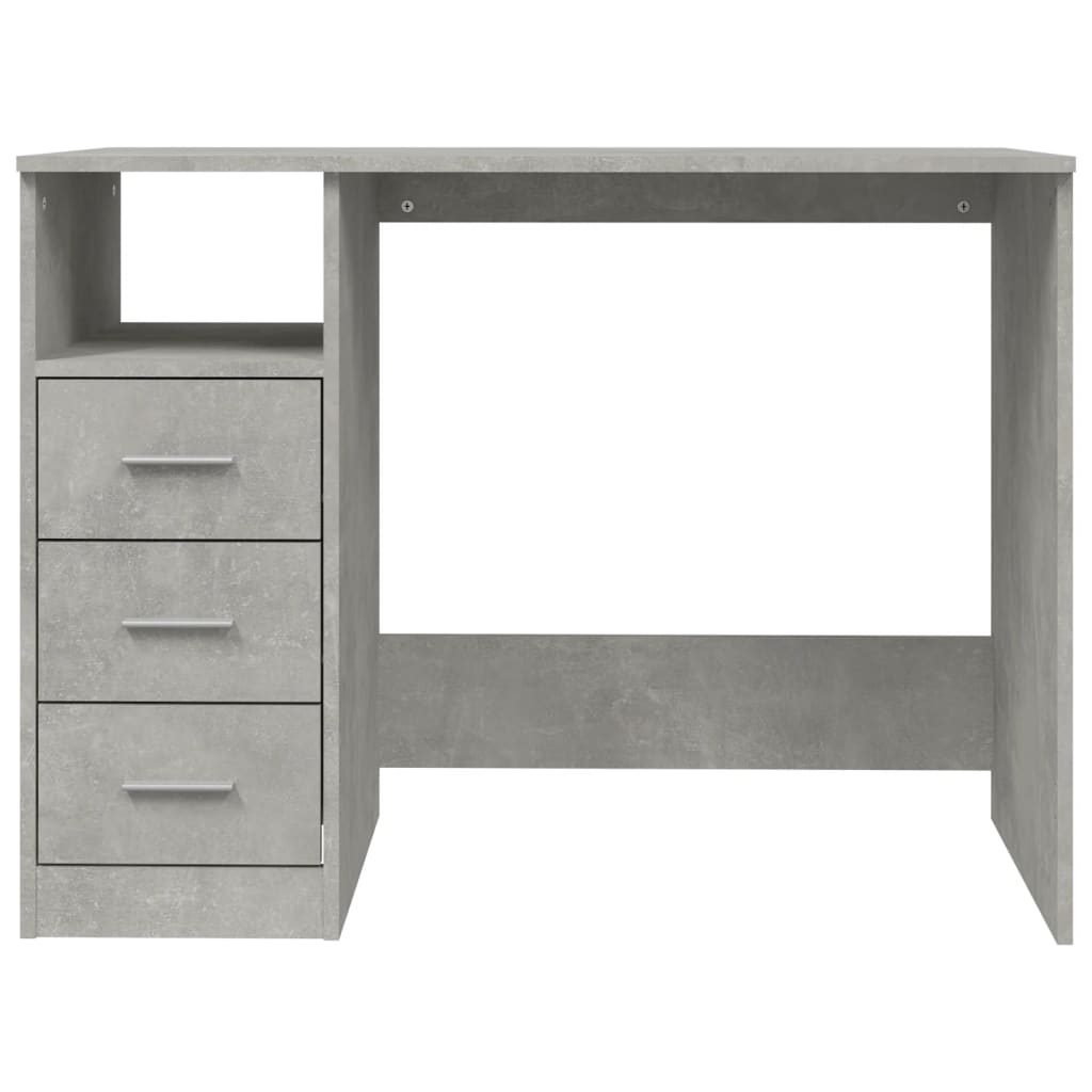 Concrete Grey Desk with Drawers, 102x50x76cm, Engineered Wood