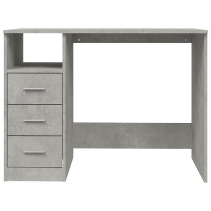 Concrete Grey Desk with Drawers, 102x50x76cm, Engineered Wood