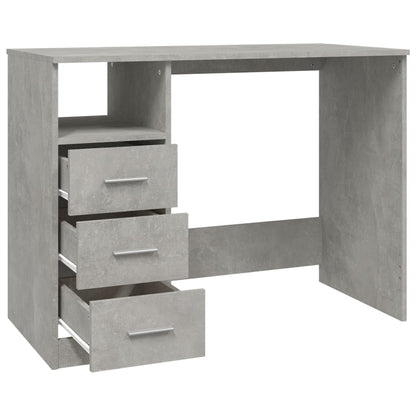 Concrete Grey Desk with Drawers, 102x50x76cm, Engineered Wood