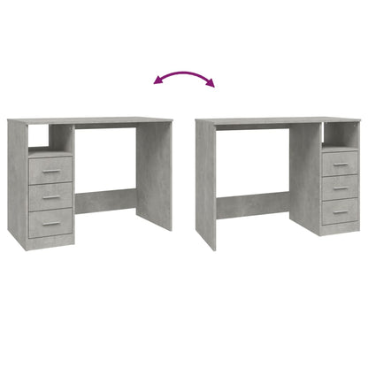 Concrete Grey Desk with Drawers, 102x50x76cm, Engineered Wood