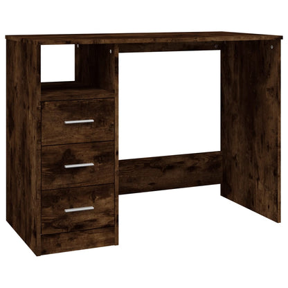 Smoked Oak Desk with Drawers 102x50x76 cm - Engineered Wood