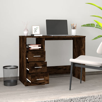 Smoked Oak Desk with Drawers 102x50x76 cm - Engineered Wood