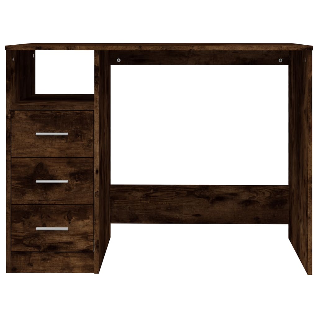 Smoked Oak Desk with Drawers 102x50x76 cm - Engineered Wood