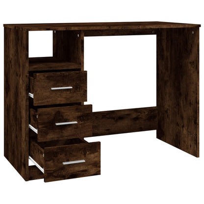 Smoked Oak Desk with Drawers 102x50x76 cm - Engineered Wood