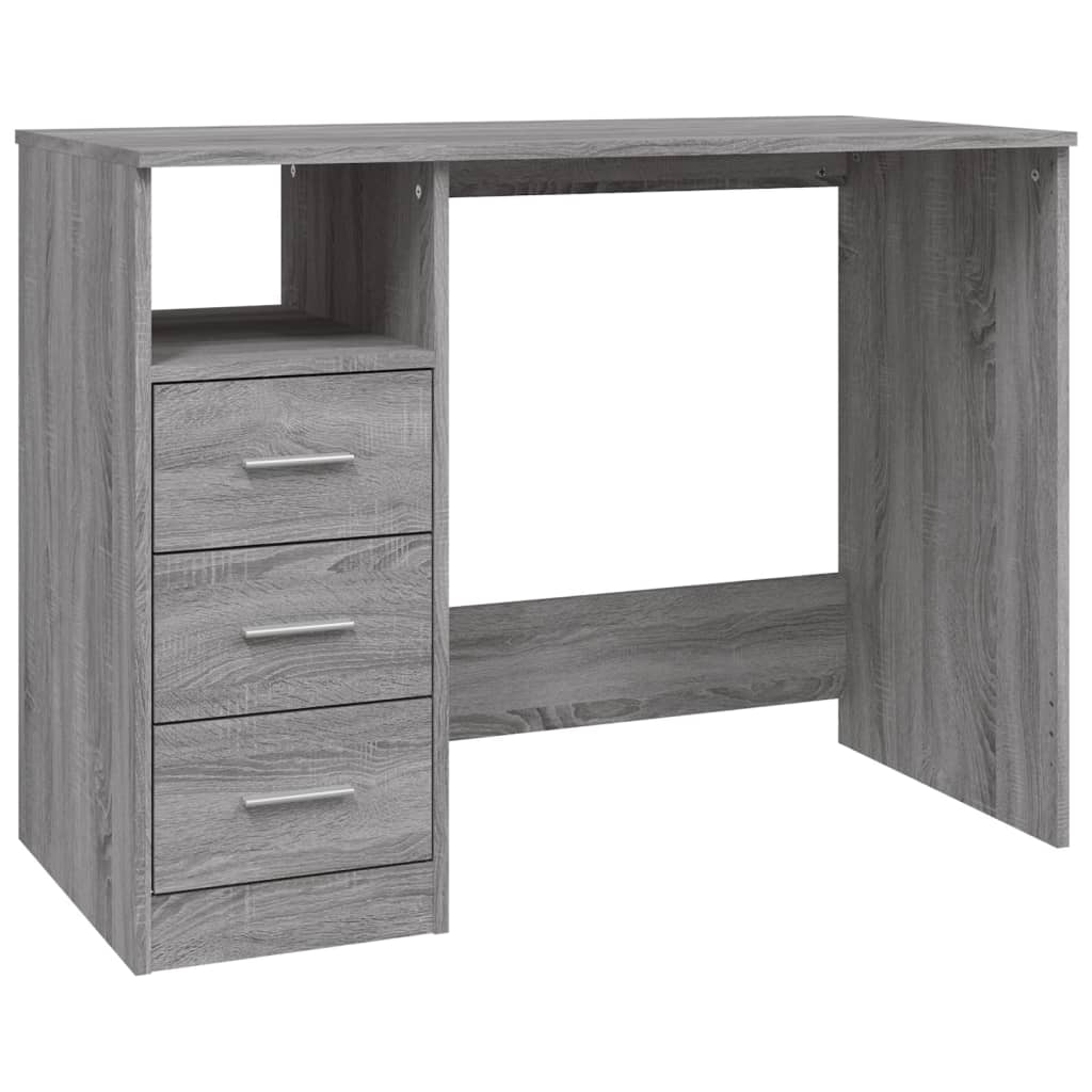 Stylish Grey Sonoma Desk with Drawers, 102x50x76 cm, Engineered Wood