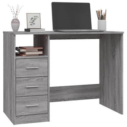 Stylish Grey Sonoma Desk with Drawers, 102x50x76 cm, Engineered Wood