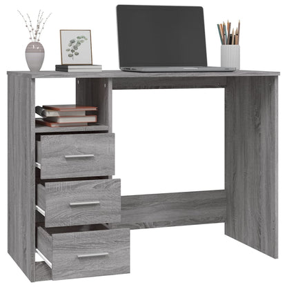 Stylish Grey Sonoma Desk with Drawers, 102x50x76 cm, Engineered Wood