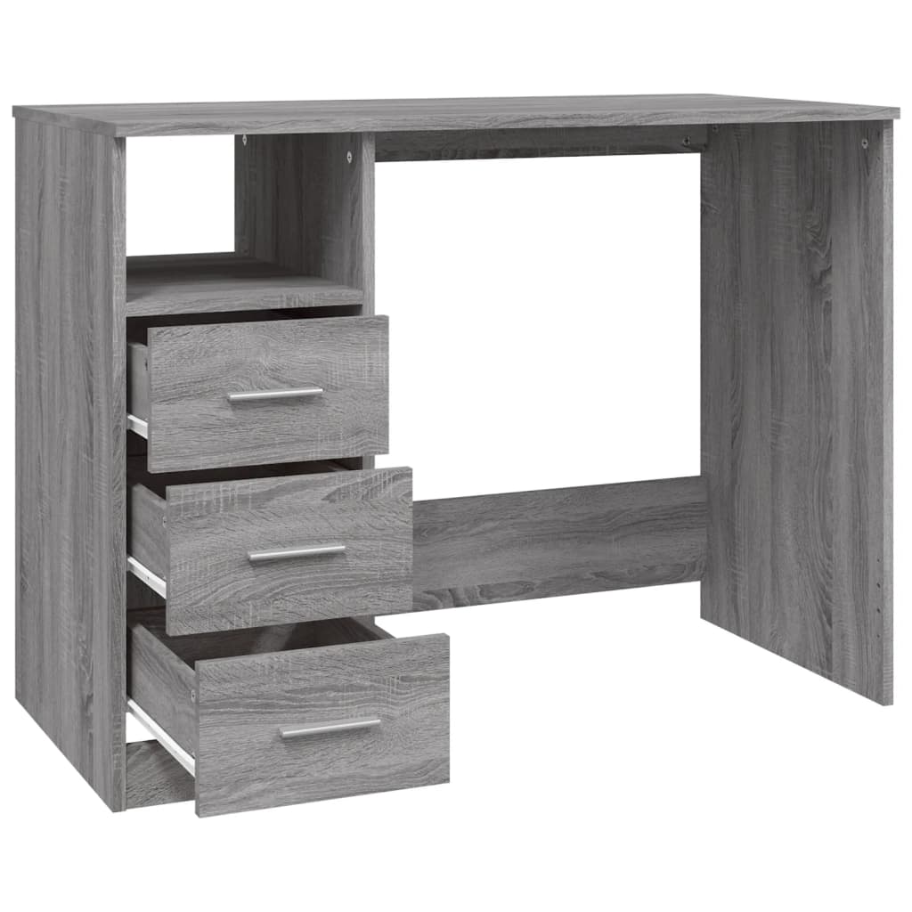 Stylish Grey Sonoma Desk with Drawers, 102x50x76 cm, Engineered Wood