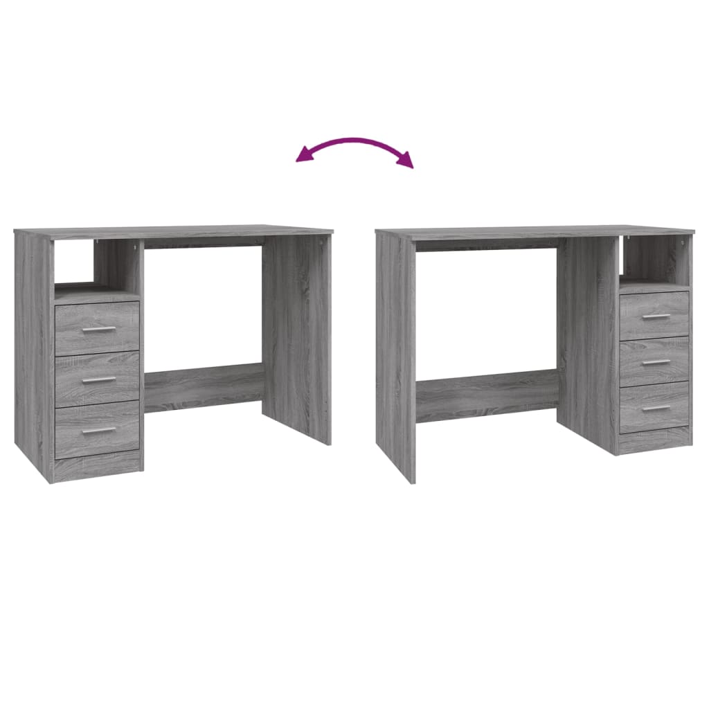 Stylish Grey Sonoma Desk with Drawers, 102x50x76 cm, Engineered Wood