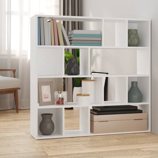 White Book Cabinet/Room Divider - 105x24x102 cm, Stylish & Functional