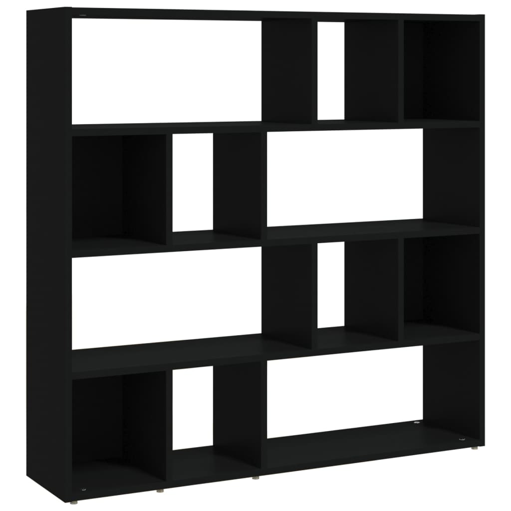 Modern Black Book Cabinet/Room Divider - 105x24x102 cm MDF Design