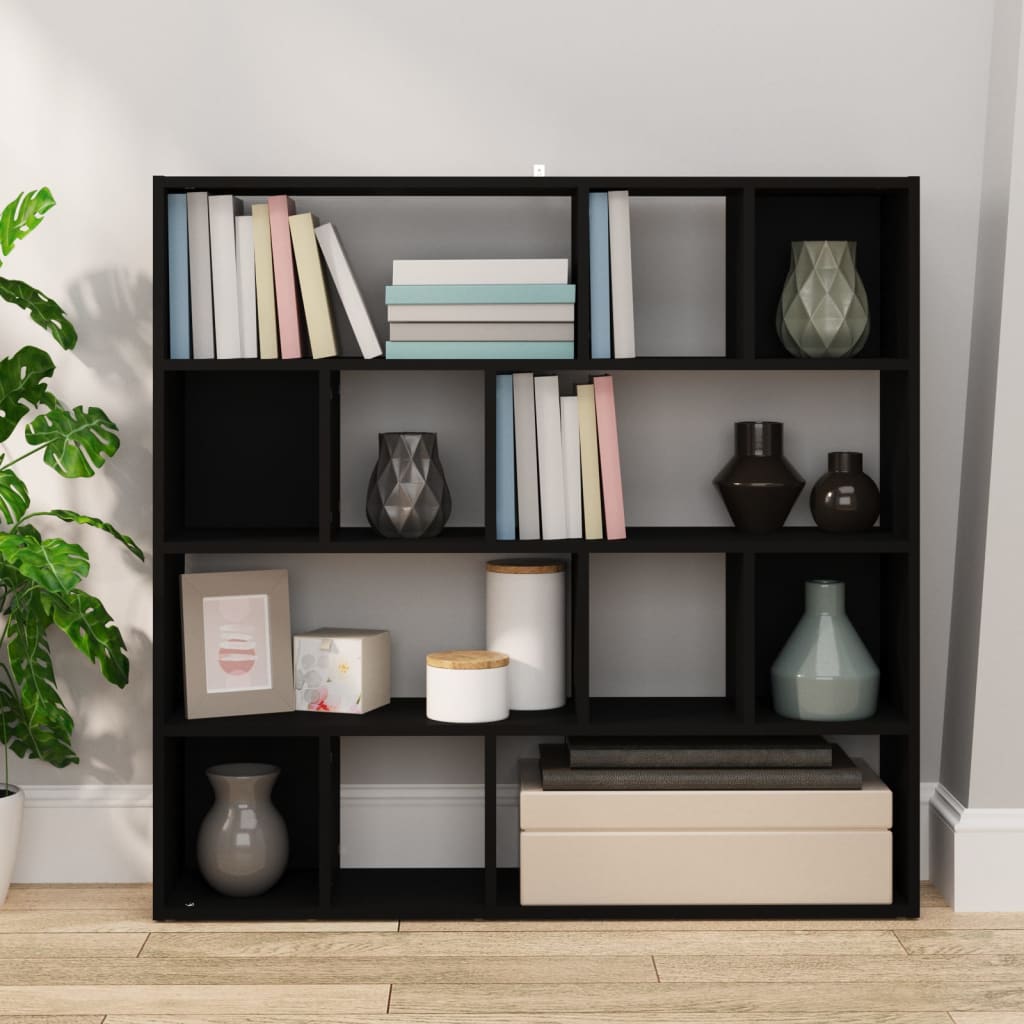 Modern Black Book Cabinet/Room Divider - 105x24x102 cm MDF Design