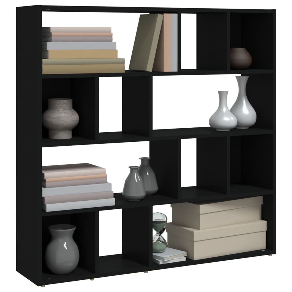 Modern Black Book Cabinet/Room Divider - 105x24x102 cm MDF Design