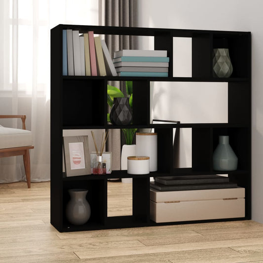 Modern Black Book Cabinet/Room Divider - 105x24x102 cm MDF Design