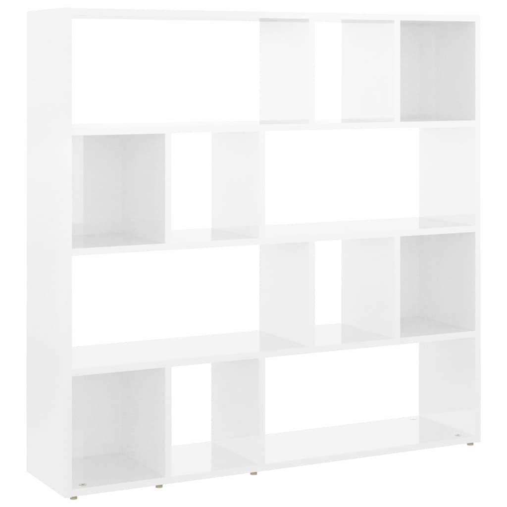 High Gloss White Book Cabinet & Room Divider 105x24x102 cm