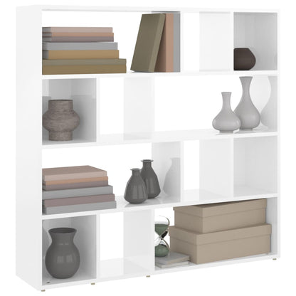High Gloss White Book Cabinet & Room Divider 105x24x102 cm